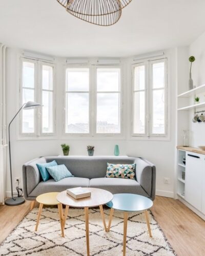 Vue dégagée depuis un appartement rénové dans le quartier des Philosophes à Asnières-sur-Seine, proche du métro