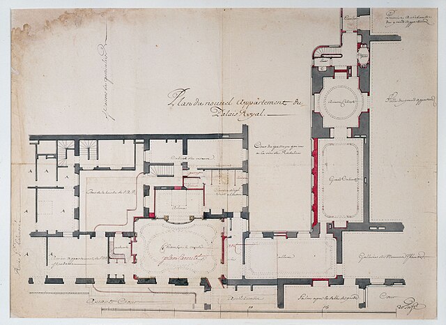 Plan ancien d’un appartement à rénover à Paris montrant la distribution des pièces et les contraintes structurelles du bâti.