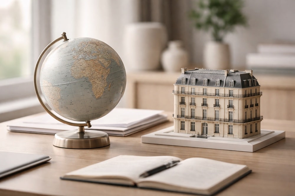Illustration d’un achat immobilier à distance à Paris, symbolisant la sécurisation d’un projet immobilier pour un non-résident
