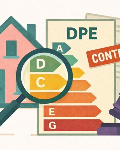 DPE contesté avec loupe et document de diagnostic énergétique