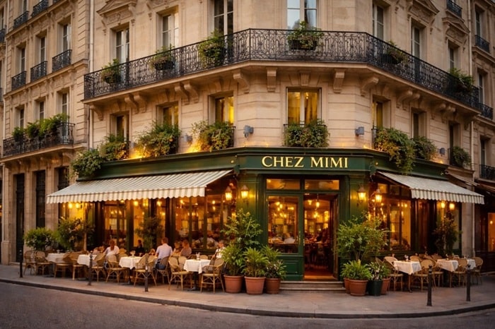 Immeuble haussmannien à Paris avec restaurant en rez-de-chaussée et appartements aux étages