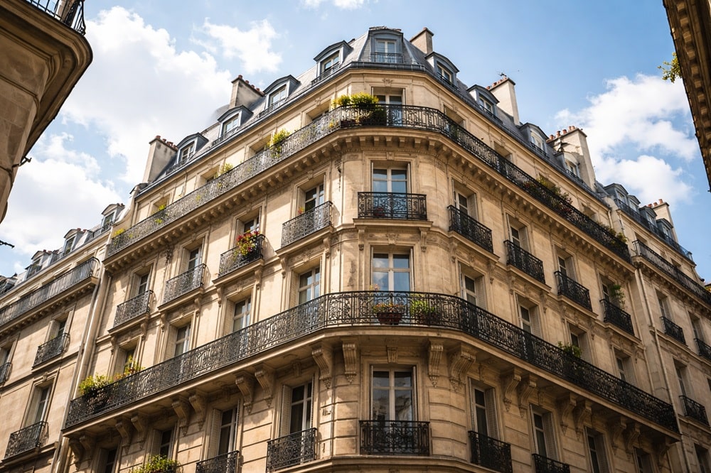 Immeuble parisien en pierre de taille, bien concerné par un prêt relais