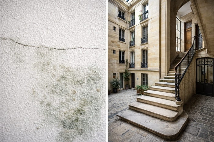 immeuble ancien parisien pouvant révéler des vices cachés structurels