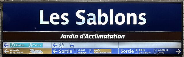 Entrée de la station de métro Les Sablons à Neuilly-sur-Seine